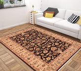 handmade Traditional Kafkaz Brown Tan Hand Knotted RECTANGLE 100% WOOL area rug 6 x 9